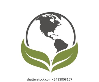 Eco earth icon. western hemisphere. eco friendly and sustainable ecosystem image. North and South America. isolated vector image in simple style