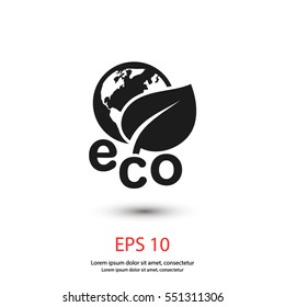Eco earth with leaf vector icon