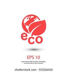 Eco earth with leaf vector icon