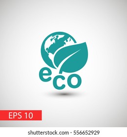 Eco earth with leaf vector icon