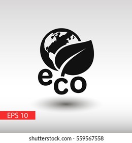 Eco earth with leaf vector icon