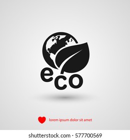Eco earth with leaf vector icon