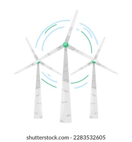 eco. Ecological icon. Windmills. Flat style. Green energy. Clean planet.