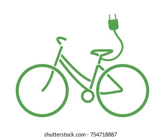 eco electric bicycle vector icon green 