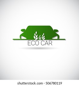Eco Electric Car Friendly Environment Machine Web Icon Green Logo Flache Vektorgrafik