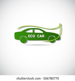Eco Electric Car Friendly Environment Machine Icono Web Logotipo Verde Vector plano Ilustración