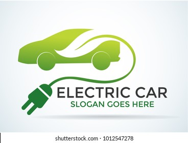 Eco electric car sign,Electric car concept green drive symbol.-vector illustration