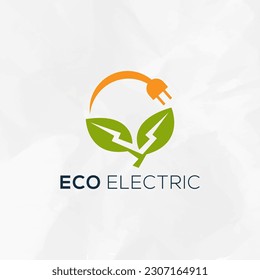 Eco electric with leaf logo template. Suitable for business, nature, environment and recycle