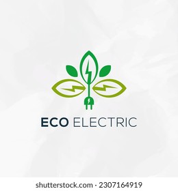 Eco electric with leaf logo template. Suitable for business, nature, environment and recycle