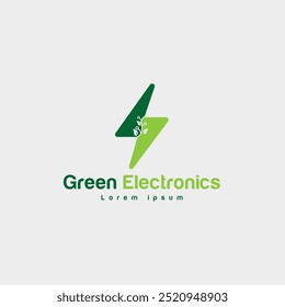 Eco electric with leaf vector logo design. Suitable for business, web, nature, environment, recycle and electric symbol