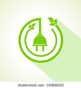 Eco electric plug with leaf stock vector