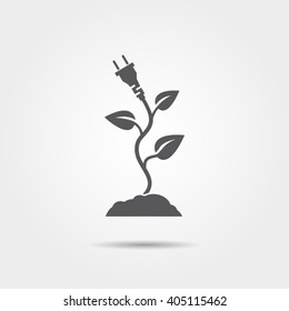 Eco electric plug with leaves vector logo