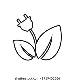 Eco electricity. Leaf plug electric logo concept.