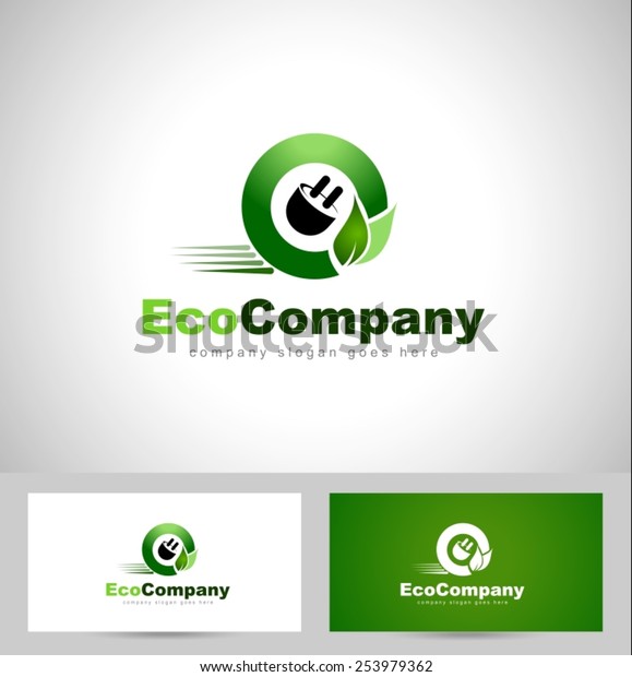 Eco Electricity Logo. Creative concept of a car\
wheel with electricity\
plug.