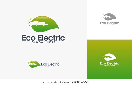 Eco Electricity logo template, Nature Electricity logo designs vector