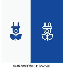 Eco, Electricity, Nature Line and Glyph Solid icon Blue banner Line and Glyph Solid icon Blue banner