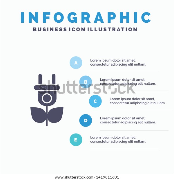 Eco, Electricity, Nature Solid Icon\
Infographics 5 Steps Presentation\
Background