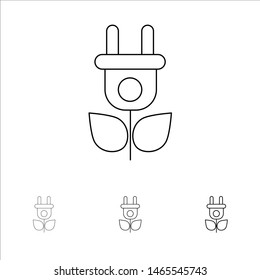 Eco and Electricity, Natures bold and thin black line icon set. Vector Icon Template background
