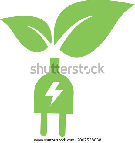 eco electricity symbol, symbol depict using smart and less electricity which could reduce harm towards environment.