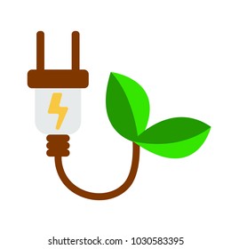 ECO Electro Plug Icon. Energy label for Web on white background. Flat Vector Illustration.