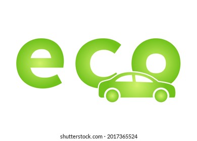 Eco electrocar icon Zero emission vehicle Battery charging station sign