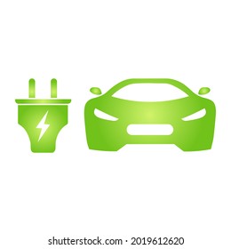 Eco electrocar icon Zero emission vehicle Battery charging station sign