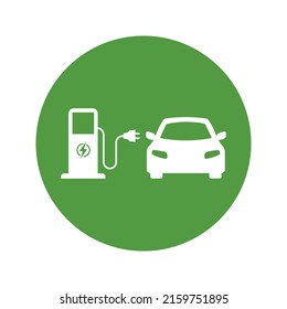 Eco electrocar icon Zero emission vehicle Battery charging station sign