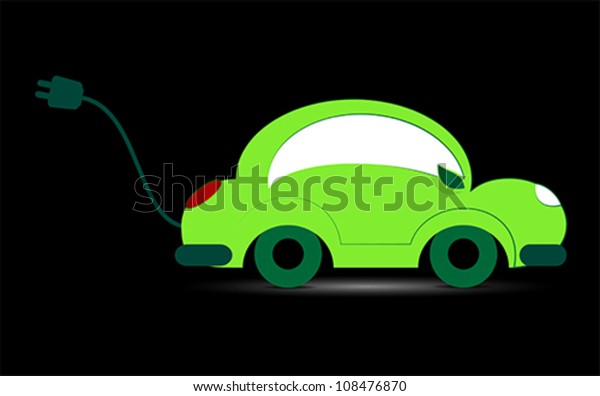 Eco\
Electronic car icon symbol. Ecology concept,\
vector