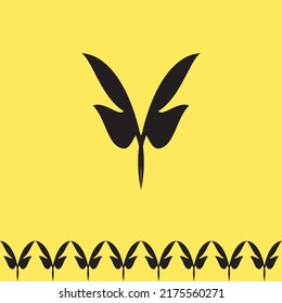 eco element leaf shape Vector illustration, logo or icon on yellow background
