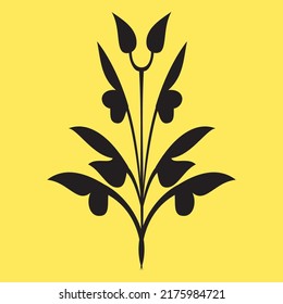 eco element leaf shape Vector illustration, logo or icon on yellow background