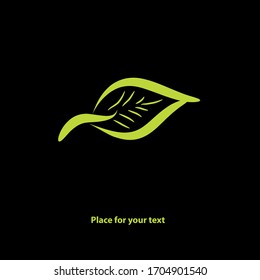 elemento ecológico para su diseño sobre fondo negro: hoja verde 