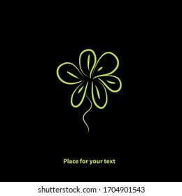 elemento ecológico para su diseño sobre fondo negro: flor de hoja verde
