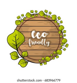 eco emblem with leaves decoration design