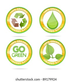 eco emblems set green color