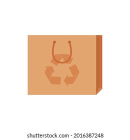 Eco bolsa vacía kraft rectángulo de cartón blanco marrón aislado sobre fondo blanco. EPS 10