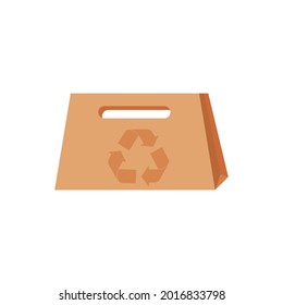 Eco bolsa vacía kraft rectángulo de cartón blanco marrón aislado sobre fondo blanco. EPS 10