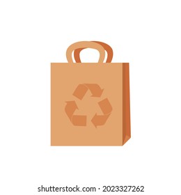 Eco empty bag kraft brown blank cardboard rectangle isolated on white background. EPS 10
