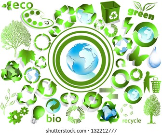 Eco end recycle symbols isolated on white