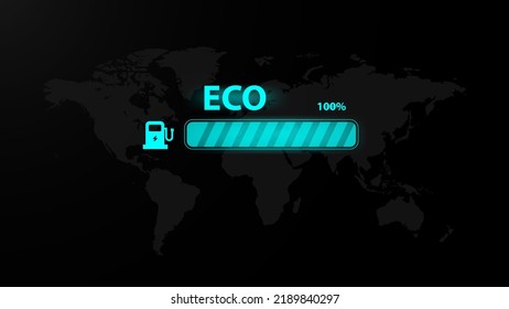 Diseño de ilustración vectorial del mapa mundial de la energía ecológica 100% de carga.