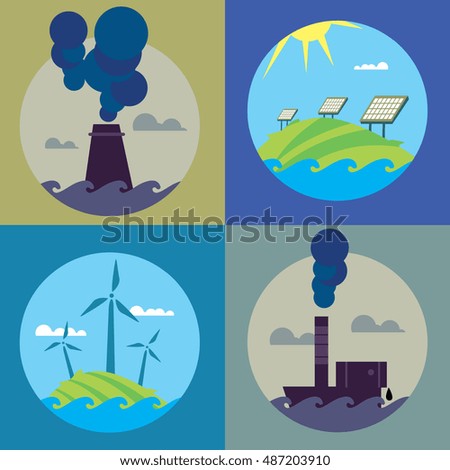 Eco Energy Air Pollution Vector Illustration Stock Vector (Royalty Free ...