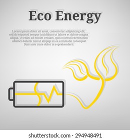 eco energy. battery with eco leafs.