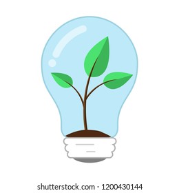 eco energy bulb icon flat design isolated on white background