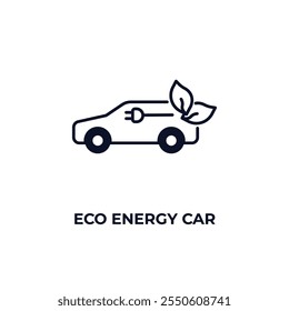 eco energy car outline icon. Linear vector from ecology concept. Thin line eco energy car icon isolated on white background