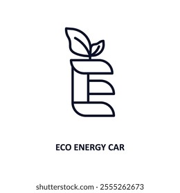 eco energy car outline icon.  Thin line icon from ecology collection. Editable vector isolated on white background