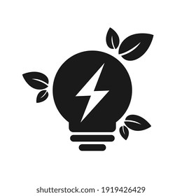 Concepto de energía ecológica, logotipo de diseño plano con bombilla