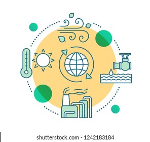 Eco energy concept icon. Green technology. Alternative energy idea thin line illustration. Clean power. Vector isolated outline drawing