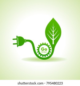 Eco Energy Concept with leaf,plug and gear stock vector