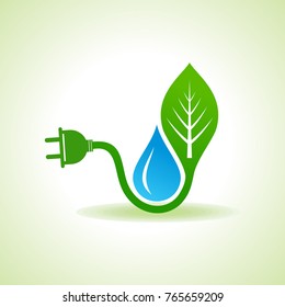 Eco Energy Concept with leaf,plug and water droplet stock vector