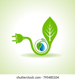 Eco Energy Concept with leaf,plug and water drop stock vector