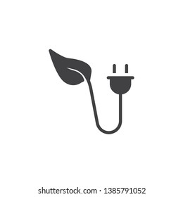 ECO energy connector plug vector icon. filled flat sign for mobile concept and web design. Energy save glyph icon. Symbol, logo illustration. Pixel perfect vector graphics